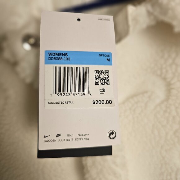 Nike Sportswear Icon Clash Long Sherpa Jacket White NWT Women's Size M - Picture 2 of 14